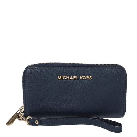 michael kors wristlet wallet blue|Michael Kors wristlet wallet outlet.